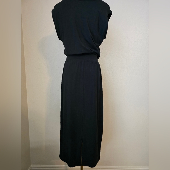 Athleta Santorini Cinch Dress Black Midi  Soft Knit Womens Size SP Soft Comfy - Picture 6 of 11